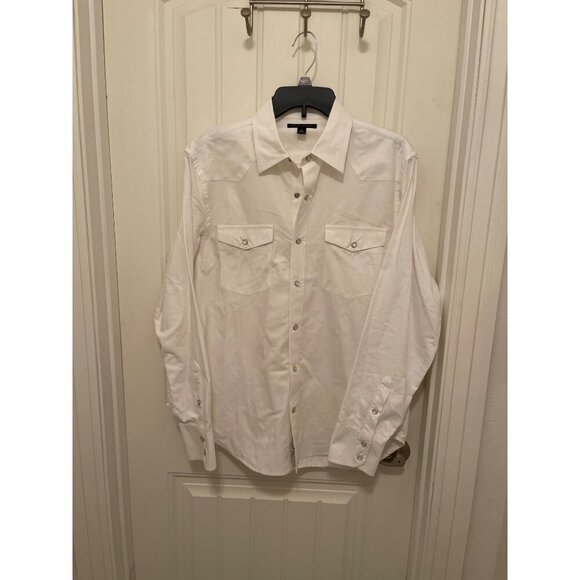 Banana Republic Other - Vintage Banana Republic Western White Long Sleeve pearl Snap Men’s Shirt Sz Med